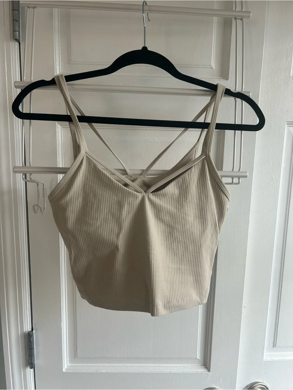 lululemon athletica Ribbed Double-Strap Cropped Tank in Beige